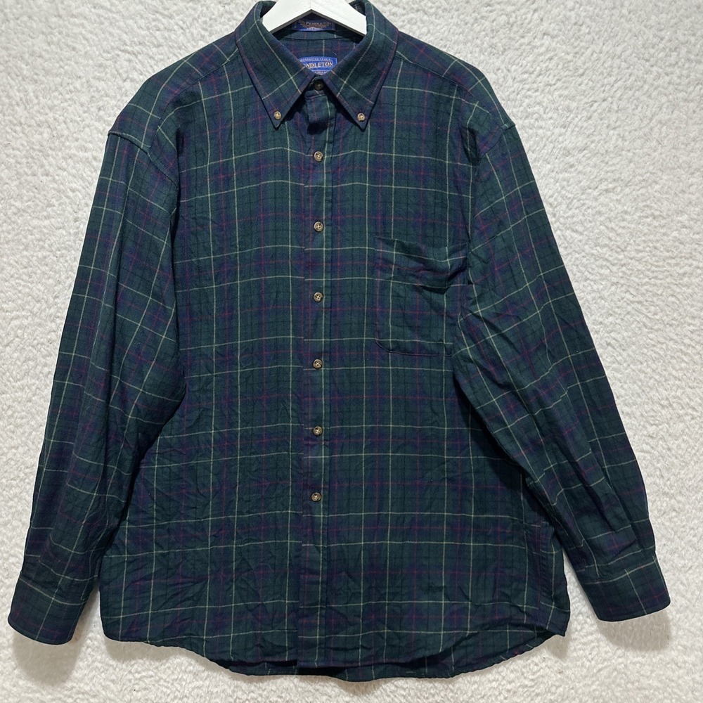 VTG Sir Pendleton Men's Long Sleeve Shirt Size L Authentic Tartan Wool Button up